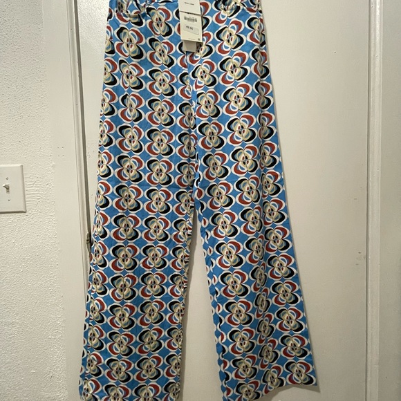 BRAND NEW ZARA LINEN BLEND GEOMETRIC PRINT PANTS - Picture 10 of 16